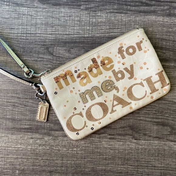 Coach Handbags - Coach Poppy “Made for Me” Wristlet – Gold Glitter